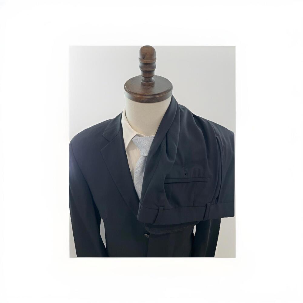 MINT HUGO BOSS MENS BLACK SUIT 40R 34x29 MADE IN GERMANY WOOL BLEND VGC!